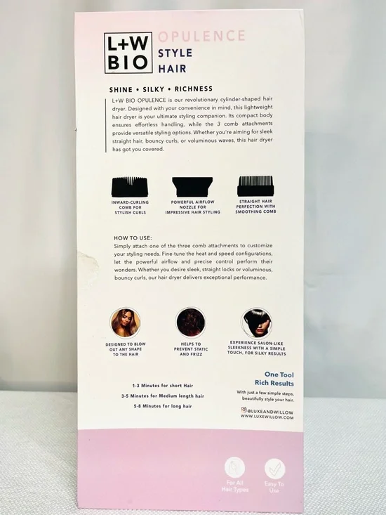 Opulence Lightweight Hair Dryer in White & Gold - Picture 3 of 3